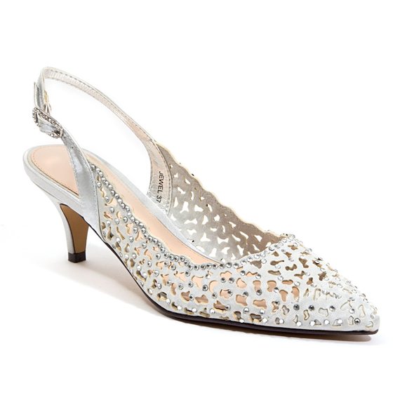 2.5 inch High Stiletto Heel Women Silver Comfy Party Dress Shoes - Picture 1 of 5